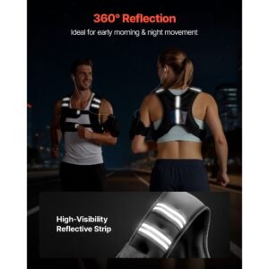 weighted vest, 25 lbs body weight vest for men women, with reflective stripe, adjustable buckle, workout equipment for strength training, running, jogging, fitness, muscle building, weight loss