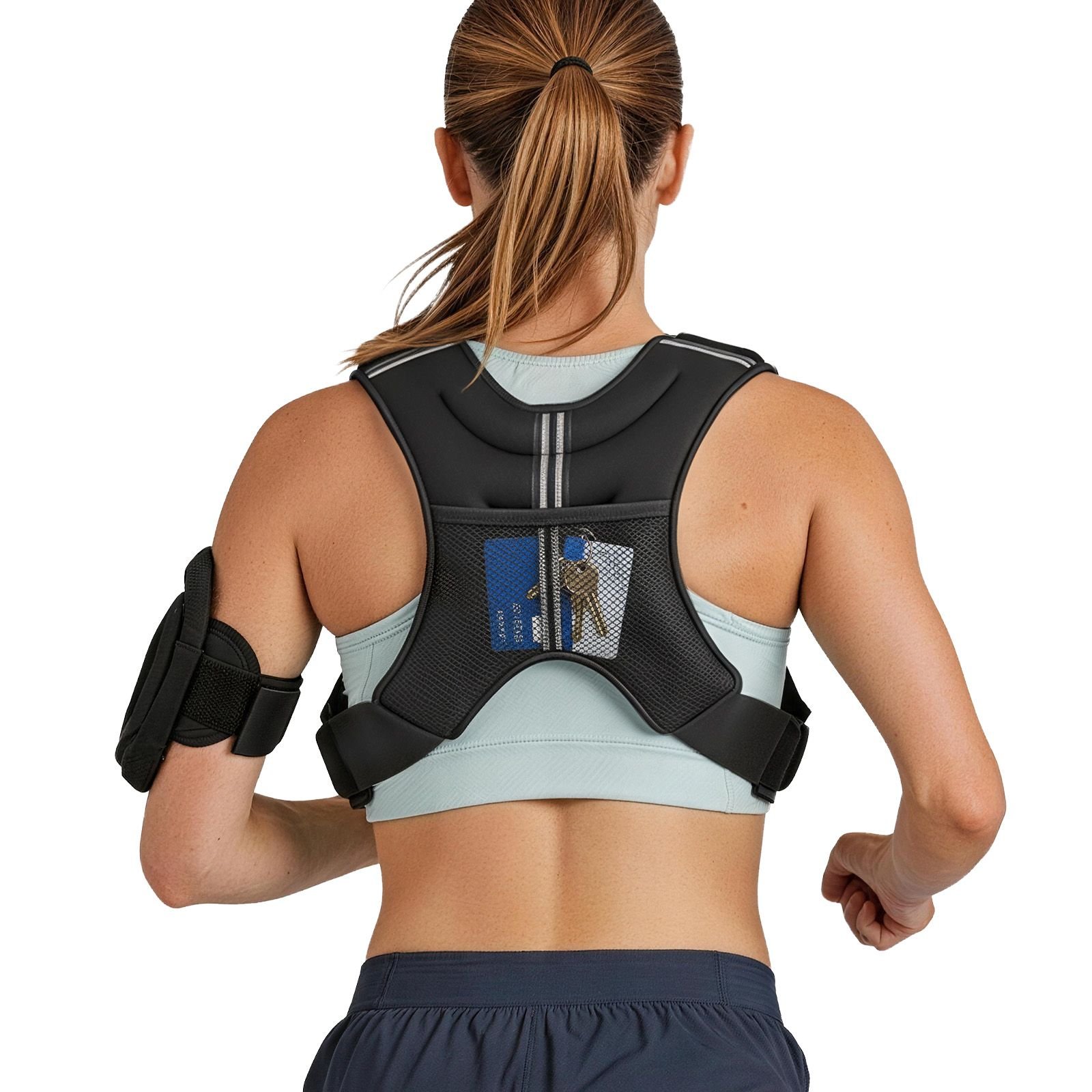 weighted vest, 6 lbs body weight vest for men women, with reflective stripe, adjustable buckle, workout equipment for strength training, running, jogging, fitness, muscle building, weight loss
