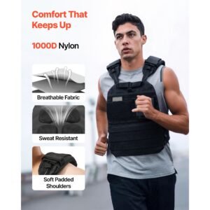 weighted vest, body weight vest with shoulder pad, and reflective stripe, exercise set for men women, workout equipment for strength training, running, jogging, fitness, muscle building