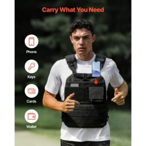 weighted vest, body weight vest with shoulder pad, and reflective stripe, exercise set for men women, workout equipment for strength training, running, jogging, fitness, muscle building