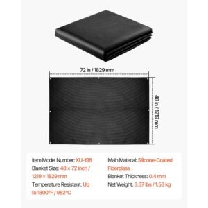 welding blanket, 4 x 6 ft silicone coated fiberglass welding blanket, up to 1800 f heat resistant safety protection blankets, flame retardant fireproof insulation mat with metal grommets
