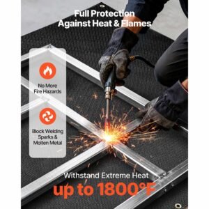 welding blanket, 6 x 8 ft silicone coated fiberglass welding blanket, up to 1800 fahrenheit heat resistant safety protection blankets, flame retardant fireproof insulation mat