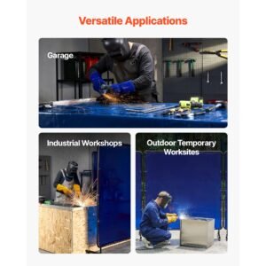 welding screen with frame, 6 x 6 ft welding curtain screen, flame resistant vinyl safety protection screens with lockable swivel wheels & 6 level uv protection for workshop/industrial use, blue