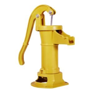 well hand pitcher pump, 25 ft maximum lift, antique cast iron manual hand water pump, npt 1 1/4 in connection, easy installation, old fashioned for outdoor garden, pond, backyard, farm, yellow