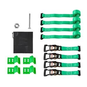 Wheel Chock Tie-Down Kit, Chock-Style Trailer Tie Down Strap, Car Tie Down Kit with Buckle, Break Strength 4380 lbs & Working Load 1460 lbs Motorcycle Tie-Down System E-Hooks for ATVs, UTVs