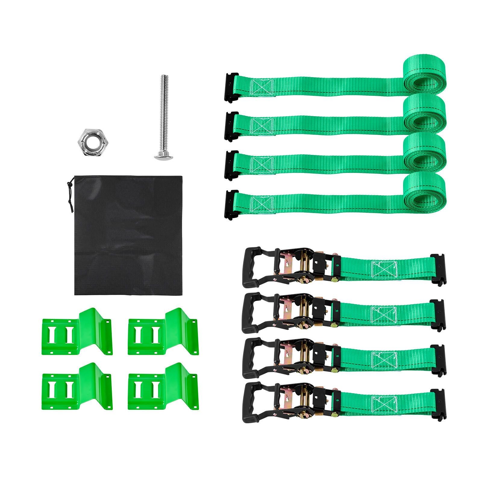 wheel chock tie down kit, chock style trailer tie down strap, car tie down kit with buckle, break strength 4380 lbs & working load 1460 lbs motorcycle tie down system e hooks for atvs, utvs