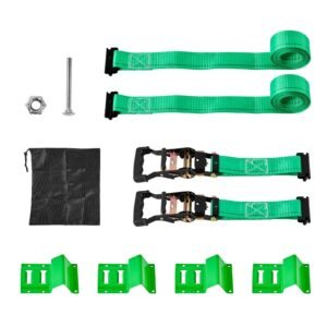 Wheel Chock Tie-Down Kit, Chock-Style Trailer Tie Down Strap, Car Tie Down Kit with Buckle, Break Strength 4380 lbs & Working Load 1460 lbs Motorcycle Tie-Down System for ATVs, UTVs & Trailers