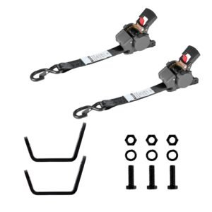 Wheel Chock Tie-Down Kit, Fixed Trailer Tie Down Strap, Car Tie Down Kit with S-Hook, Break Strength 1649 lbs & Working Load 550 lbs Motorcycle Tie-Down System for Trailers, Boats, Snowmobiles