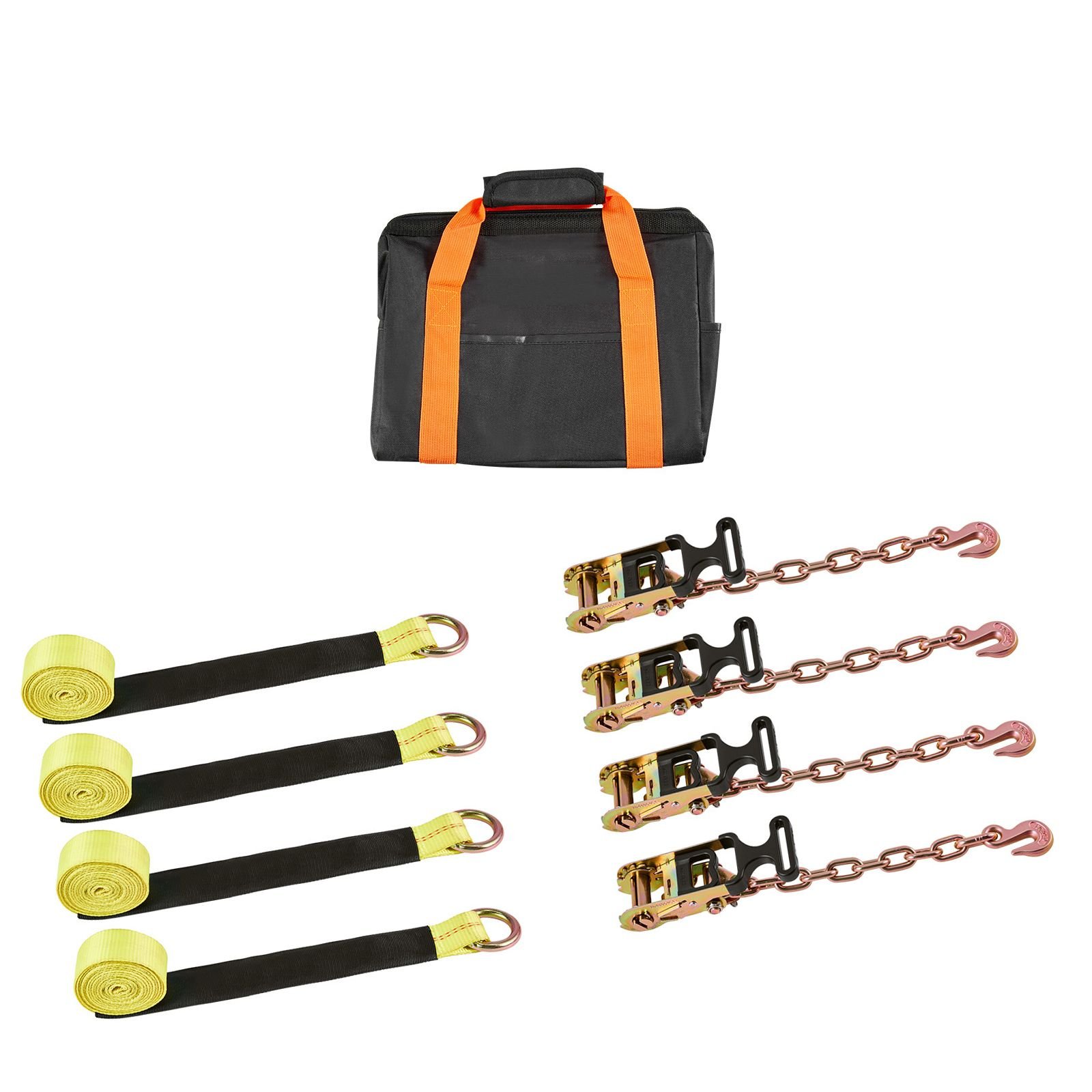 wheel chock tie down kit, tire style tow dolly strap, car tie down kit with heavy duty hook, break strength 10009 lbs & working load 3333 lbs motorcycle tie down system for atv, suv, snowmobiles