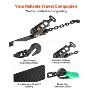 wheel chock tie down kit, tire style tow dolly strap, car tie down kit with heavy duty hook, break strength 10009 lbs & working load 3333 lbs motorcycle tie down system for atv, suv, trailer