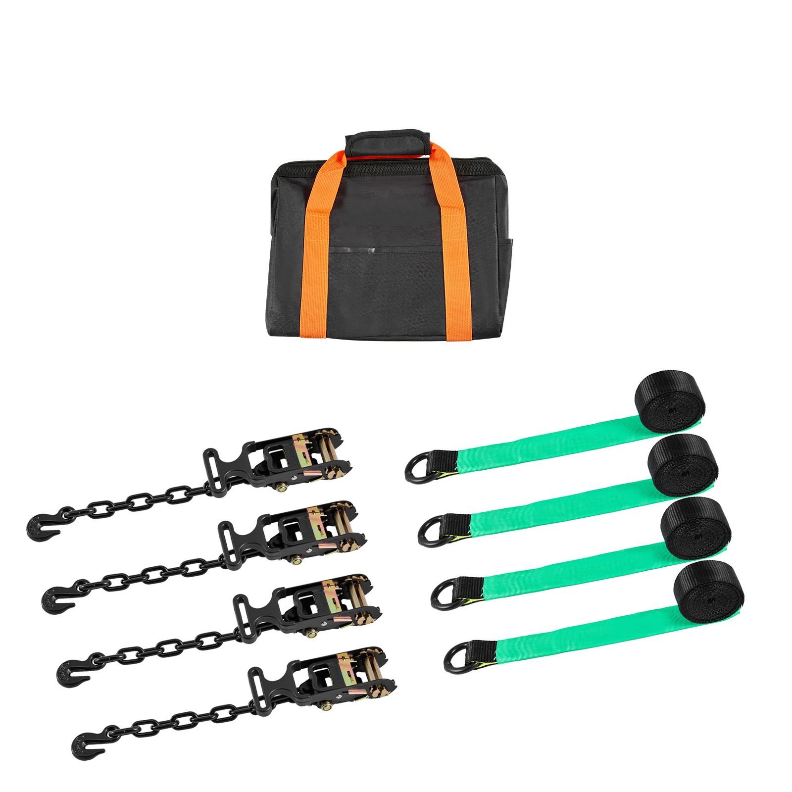 wheel chock tie down kit, tire style tow dolly strap, car tie down kit with heavy duty hook, break strength 10009 lbs & working load 3333 lbs motorcycle tie down system for atv, suv, trailer