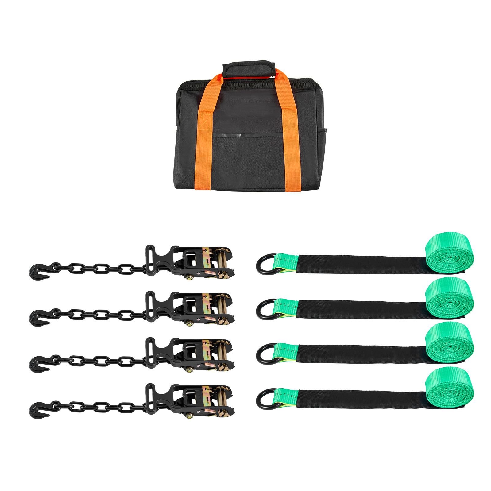 wheel chock tie down kit, tire style tow dolly strap, car tie down kit with heavy duty hook, break strength 10009 lbs & working load 3333 lbs motorcycle tie down system with o ring for atv, suv