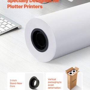 wide format paper, 30 in x 500 ft plotter roll, 2 rolls cad bond rolls with 3 in core, 20 lb bond paper rolls, ideal for cad drawings, engineering plans, gis maps, and architectural designs