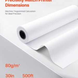 wide format paper, 30 in x 500 ft plotter roll, 2 rolls cad bond rolls with 3 in core, 20 lb bond paper rolls, ideal for cad drawings, engineering plans, gis maps, and architectural designs