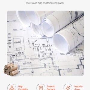 wide format paper, 30 in x 500 ft plotter roll, 2 rolls cad bond rolls with 3 in core, 20 lb bond paper rolls, ideal for cad drawings, engineering plans, gis maps, and architectural designs
