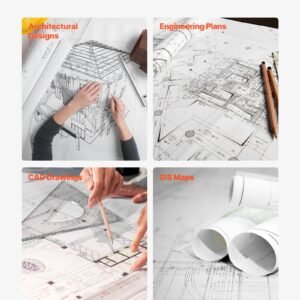wide format paper, 30 in x 500 ft plotter roll, 2 rolls cad bond rolls with 3 in core, 20 lb bond paper rolls, ideal for cad drawings, engineering plans, gis maps, and architectural designs