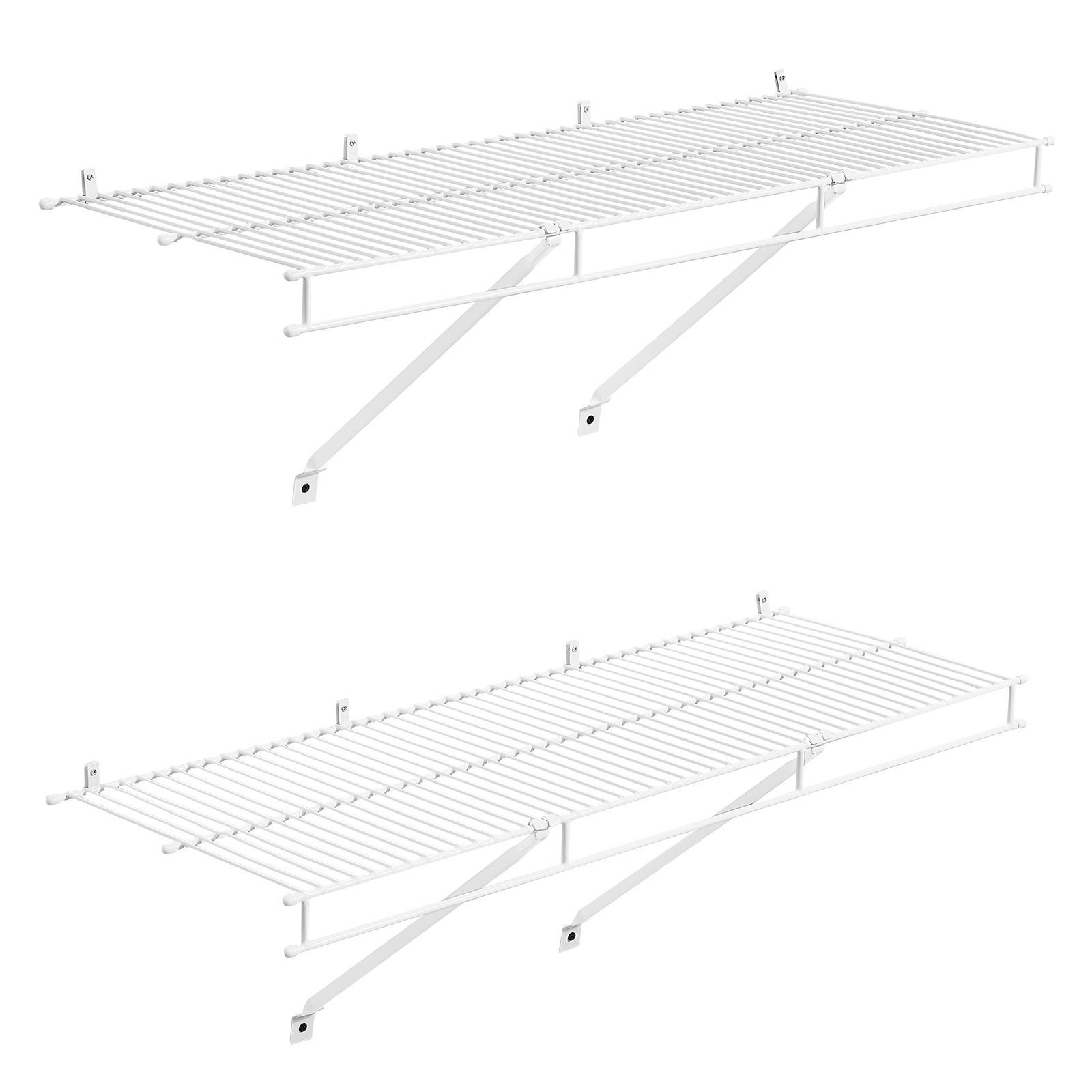 wire shelf kit, 3 ft, set of 2, wall mounted wire shelves, heavy duty carbon steel hanging shelf, floating wall storage shelves with dip coating, for closet, bedroom, living room, office, pantry