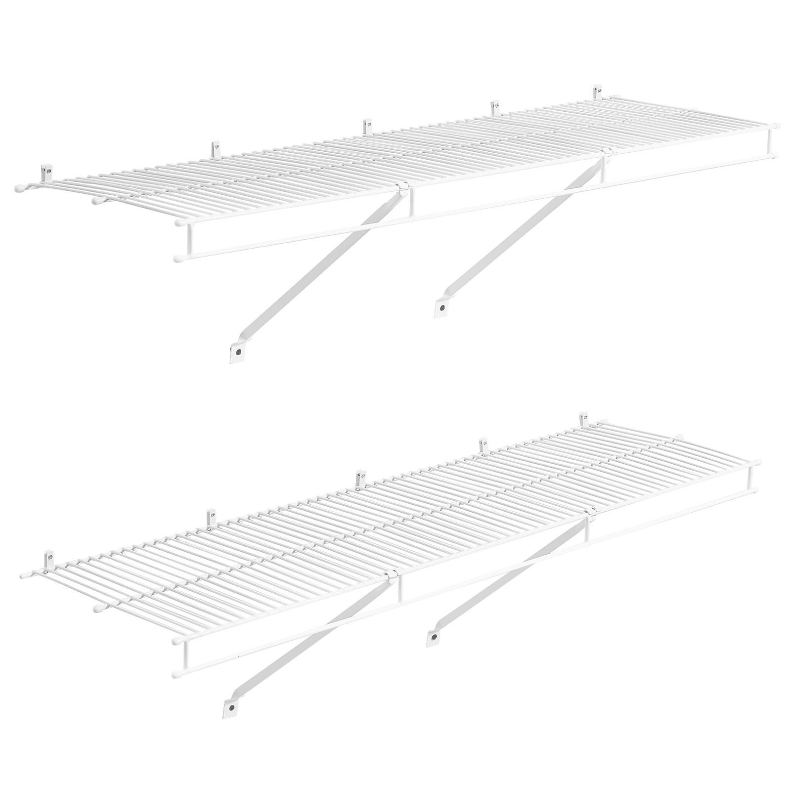 wire shelf kit, 4 ft, set of 2, wall mounted wire shelves, heavy duty carbon steel hanging shelf, floating wall storage shelves with dip coating, for closet, bedroom, living room, office, pantry