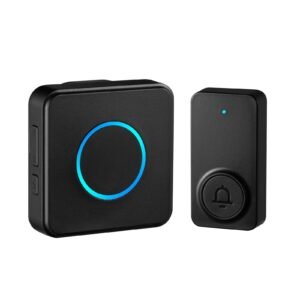 wireless doorbell kit, ip54 waterproof door chime ranges up to 1000 ft, 5 adjustable volumes, 48 ringtones, easy installation, wireless doorbell ideal for home, doorway, classroom, office, black