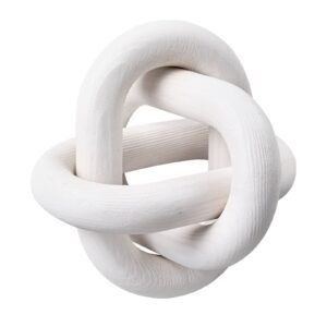 Wood Chain Link Decor, 3 Link, Hand Carved Wooden Knot Decor, Coffee Table Decoration Modern Shelf Accents, Decorative Objects for Home Living Room Bedroom Entryway Farmhouse Bookshelf, White