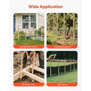 wooden garden stakes, 25 pcs 48x0.5x0.69 in survey grading stakes, garden ground stake with sharp point, fir wood plant support stake, sign posts for silt fence backyard boundaries baselines
