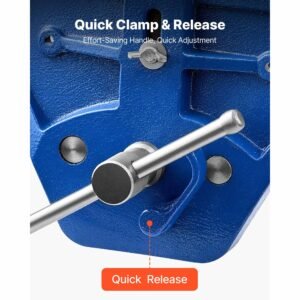 woodworking vise, 9 inch jaw width, quick release wood bench vise, 10.2 inch max jaw opening, heavy duty cast iron construction, adjustable front stop, workbench vice, for woodworking drilling