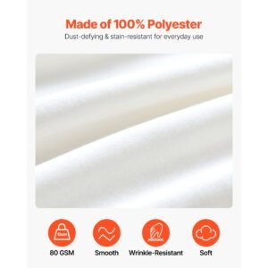 wrap around bed skirt, 15 in drop, white dust ruffle queen size, three sides adjustable bedskirt with easy fit elastic strap, wrinkle free & fade resistant, machine washable, for queen size bed