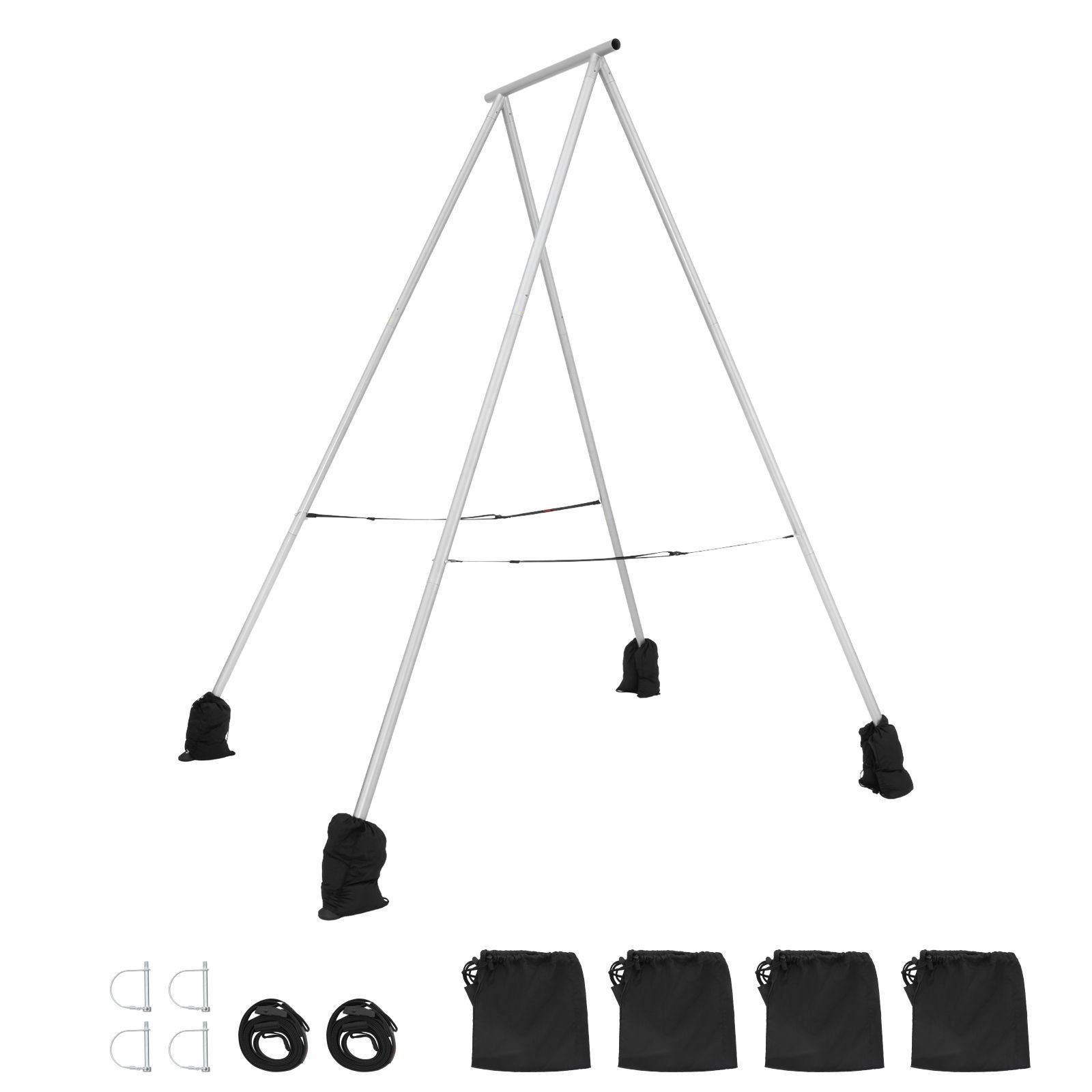 yoga stand frame, 9.6 ft length swing stand, max 551.2 lbs load triangular structure aerial rig, aerial silk stands for yoga enthusiasts, non slip base, lightweight, detachable design