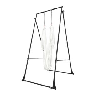 Yoga Stand Frame, Max 440.9 lbs Load Swing Stand, Triangular Structure Aerial Rig, Aerial Silk Stands with EVA Foam & 6.6-yard Yoga Hammock, 4-Level Horizontal & 6-Level Vertical Adjustment