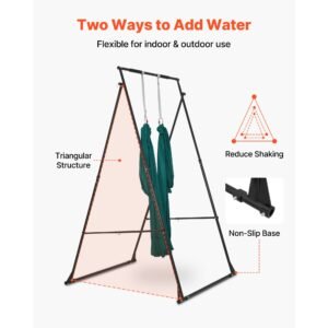 yoga stand frame, max 440.9 lbs load swing stand, triangular structure pull up stands, aerial silk stands with eva foam & 6.6 yard yoga hammock, 4 level horizontal & 6 level vertical adjustment