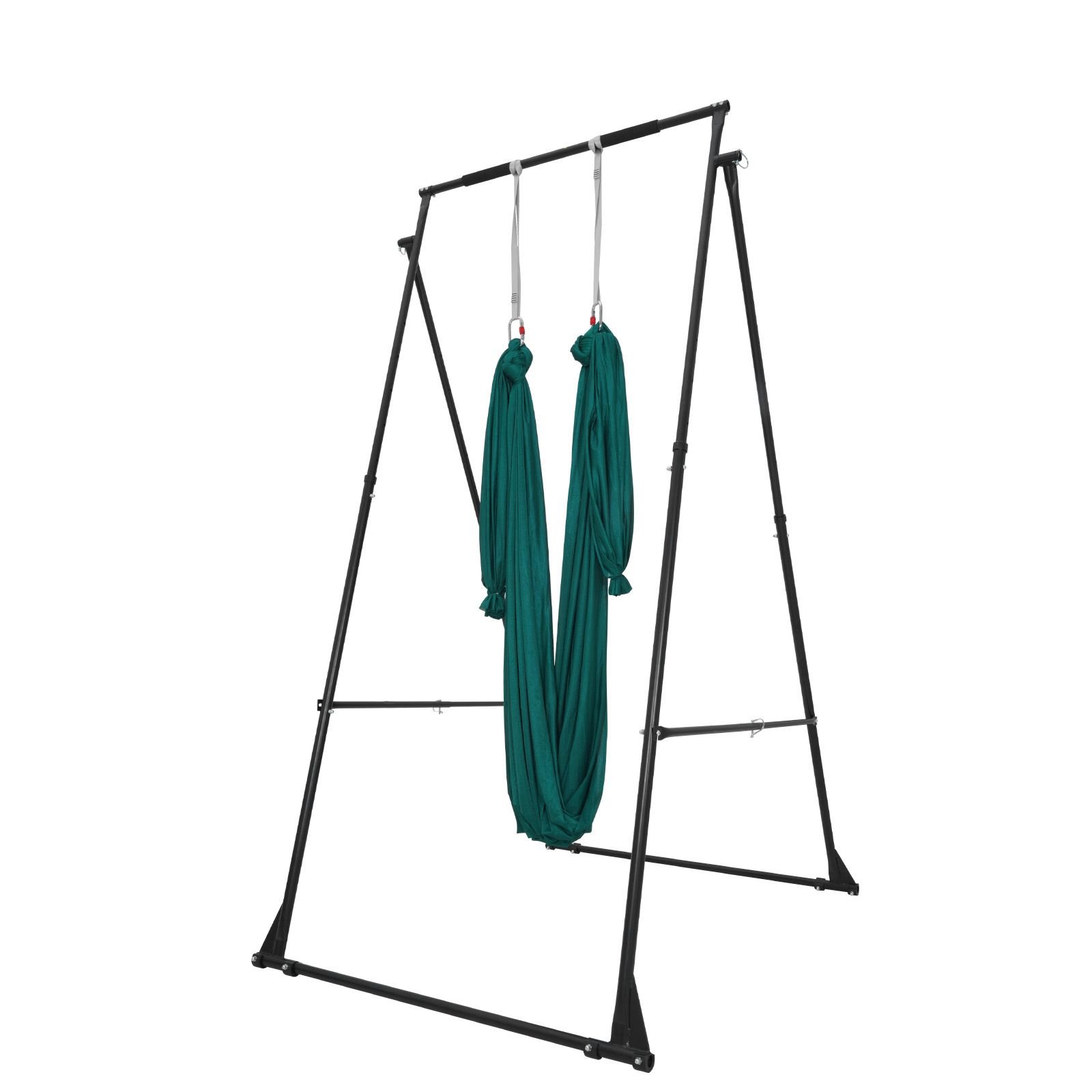 yoga stand frame, max 440.9 lbs load swing stand, triangular structure pull up stands, aerial silk stands with eva foam & 6.6 yard yoga hammock, 4 level horizontal & 6 level vertical adjustment