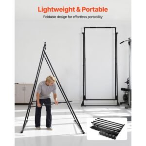 yoga stand frame, max 440.9 lbs load swing stand, triangular structure yoga aerial rig, aerial silk stands with eva foam, 4 level horizontal & 6 level vertical adjustment, multi functional